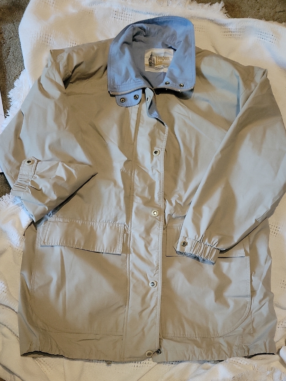 London Fog Light Beige Men's Middleweight Jacket with Contrast Collar